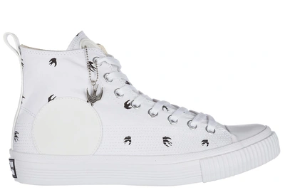 Shop Mcq By Alexander Mcqueen Men's Shoes High Top Trainers Sneakers Micro Plimsoll Swallow Canvas In White