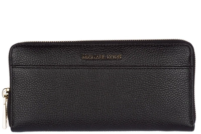 Shop Michael Kors Women's Wallet Genuine Leather Coin Case Holder Purse Card Bifold Mercer In Black