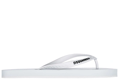 Shop Dsquared2 Men's Rubber Flip Flops Sandals In White