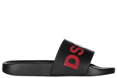 Shop Dsquared2 Men's Slippers Sandals Rubber In Black