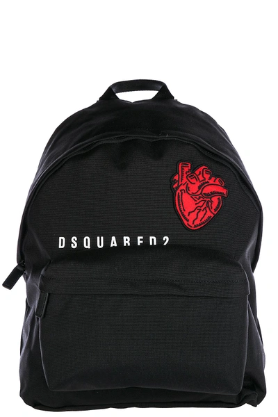 Shop Dsquared2 Men's Nylon Rucksack Backpack Travel  Heart In Black