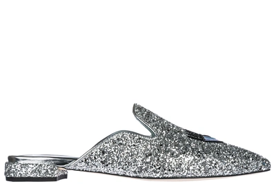 Mules shoes Chiara Ferragni - Logomania silver glitter mules - CF1840