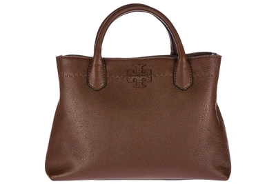 Shop Tory Burch Women's Leather Handbag Shopping Bag Purse Mcgraw In Brown