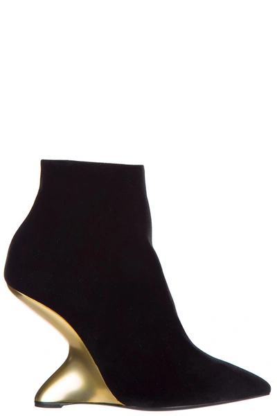 Shop Ferragamo Women's Leather Heel Ankle Boots Booties Bolgheri In Black