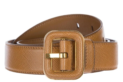Shop Prada Women's Genuine Leather Belt In Brown