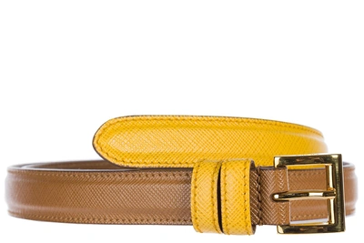 Shop Prada Women's Genuine Leather Belt In Brown