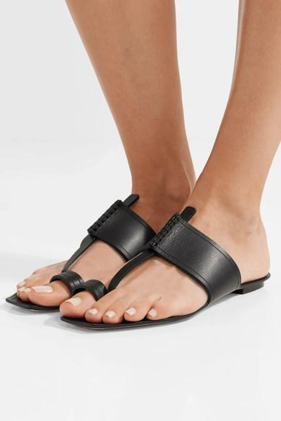 Shop Saint Laurent Saba Leather Sandals In Black