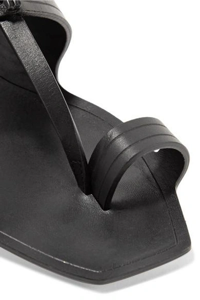 Shop Saint Laurent Saba Leather Sandals In Black