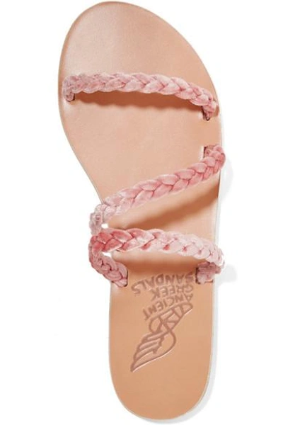 Shop Ancient Greek Sandals Alkimini Braided Velvet Sandals In Pastel Pink