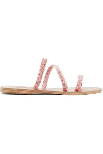 Shop Ancient Greek Sandals Alkimini Braided Velvet Sandals In Pastel Pink