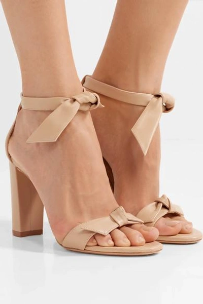 Shop Alexandre Birman Clarita Bow-embellished Leather Sandals In Beige