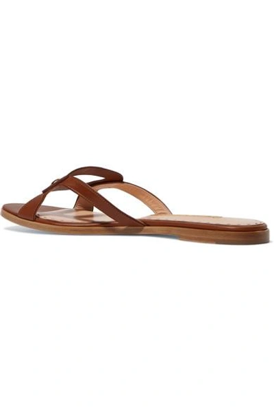 Shop Rupert Sanderson Maeve Cutout Leather Slides In Camel