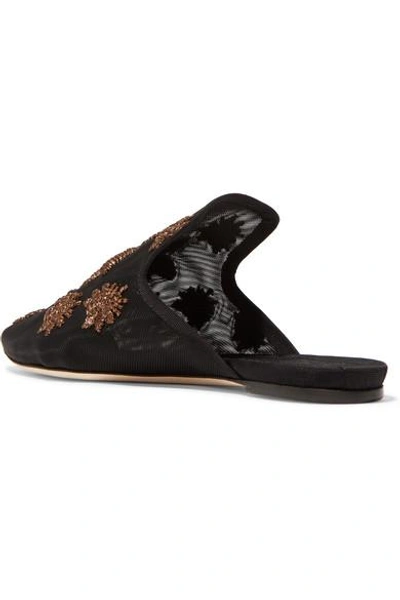 Shop Sanayi313 Ragno Embroidered Mesh Slippers In Black