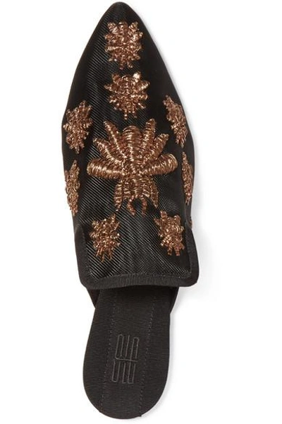 Shop Sanayi313 Ragno Embroidered Mesh Slippers In Black