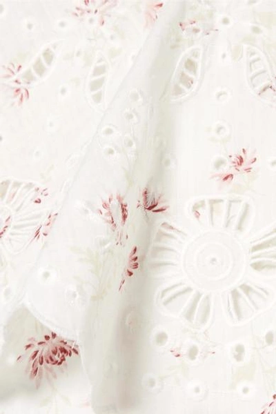 Shop Sea Alouette Asymmetric Floral-print Cotton Top In White