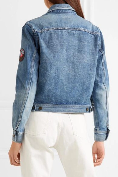 Shop Saint Laurent Appliquéd Denim Jacket