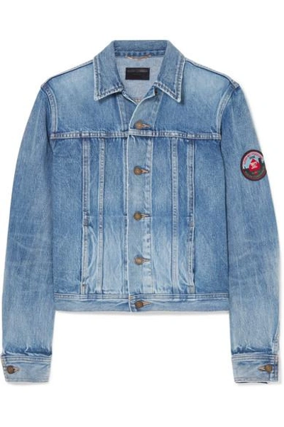 Shop Saint Laurent Appliquéd Denim Jacket