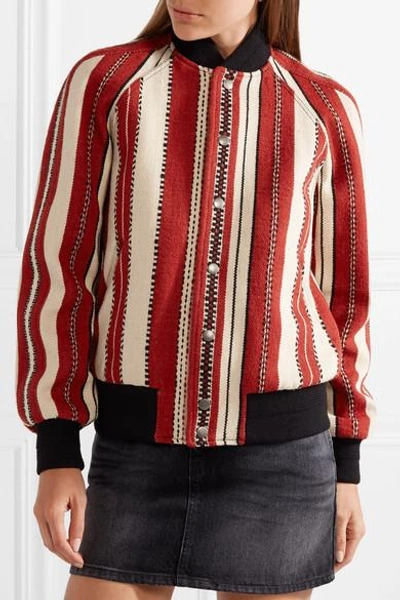 Shop Saint Laurent Teddy Wool And Cotton-blend Bomber Jacket