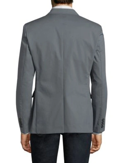 Shop Solid Homme Stretch Fitted Blazer In Grey