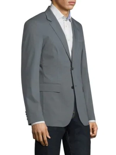 Shop Solid Homme Stretch Fitted Blazer In Grey