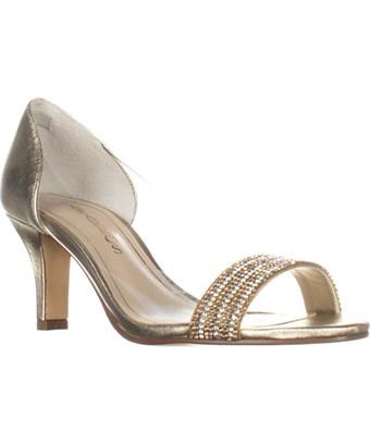 gold evening pumps
