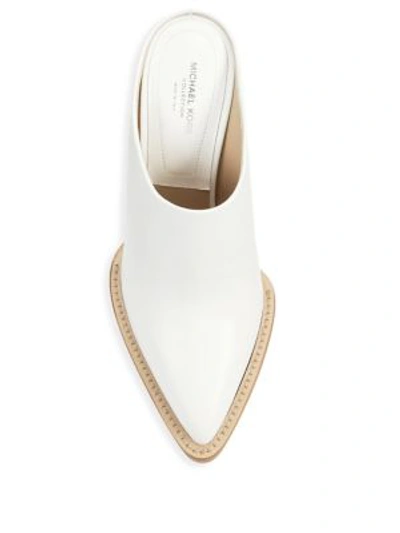 Shop Michael Kors Point Toe Leather Mules In Optic White