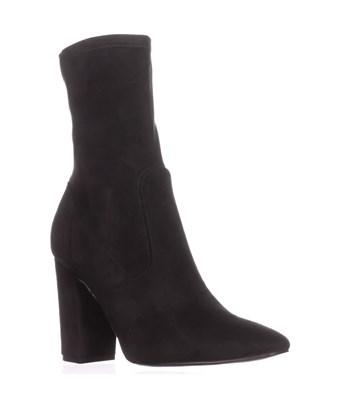 black fabric booties