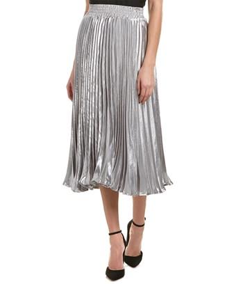 silver pleated maxi skirt
