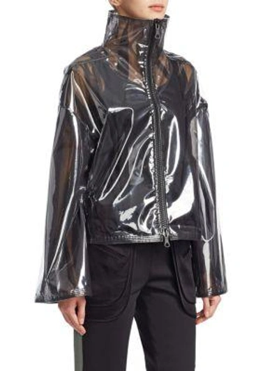 Shop Valentino Transparent Zip Jacket In Black
