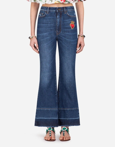 Shop Dolce & Gabbana Flare Fit Jeans In Stretch Denim In Blue