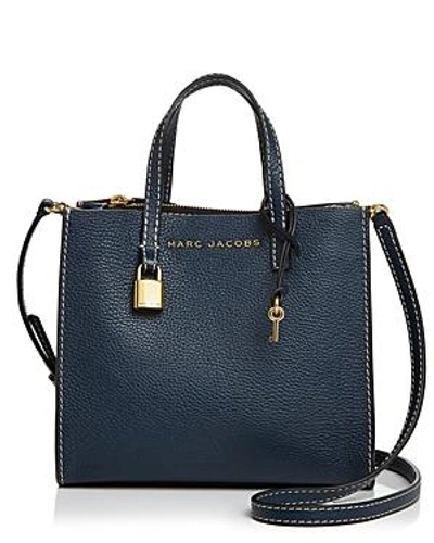 Shop Marc Jacobs The Mini Grind Leather Crossbody In Blue Sea/gold