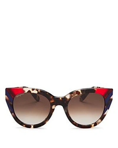 Shop Ferragamo Cat Eye Sunglasses, 50mm In Tortoise/brown