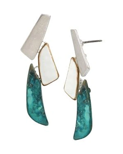 Shop Robert Lee Morris Soho Linear Drop Earrings In Green/silver