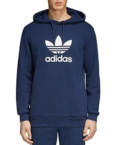Shop Adidas Originals Trefoil Hoodie In Navy