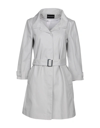 Shop Emporio Armani Overcoats In Light Grey