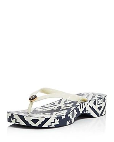 Shop Tory Burch Women's Printed Platform Flip-flops In Perfect Ivory