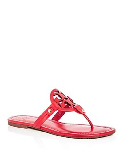 Shop Tory Burch Women's Miller Leather Thong Sandals In Poppy Orange