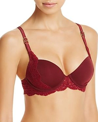 Shop Stella Mccartney Smooth & Lace Contour Plunge Bra In Garnet Red