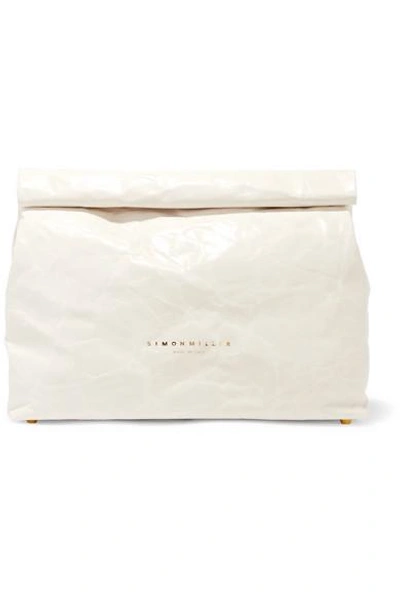 Shop Simon Miller Lunchbag 30 Crinkled-leather Clutch In White