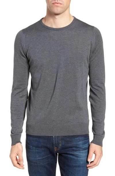 Shop John Smedley Crewneck Sweater In Charcoal