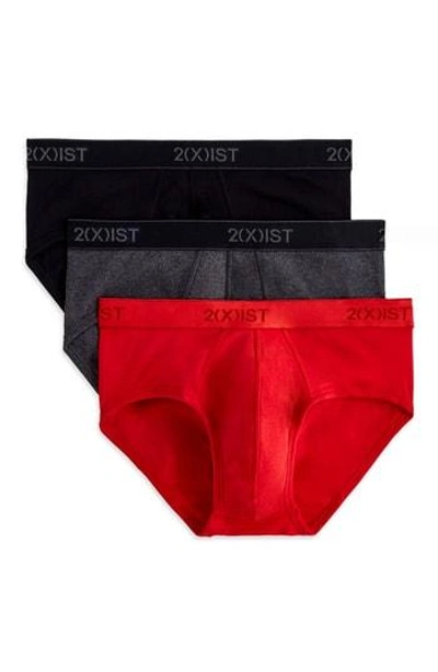 Shop 2(x)ist 3- Pack Contour Pouch Briefs In Black/ Charcoal/ Poppy Red