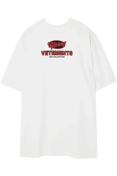 VETEMENTS OVERSIZED SPLIT-SIDE PRINTED JERSEY T-SHIRT 