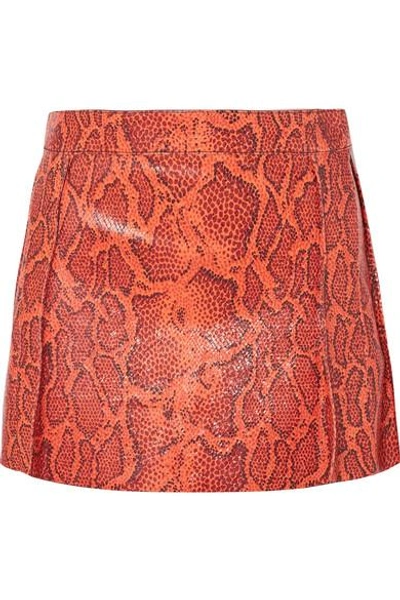Shop Chloé Snake-effect Leather Mini Skirt In Red