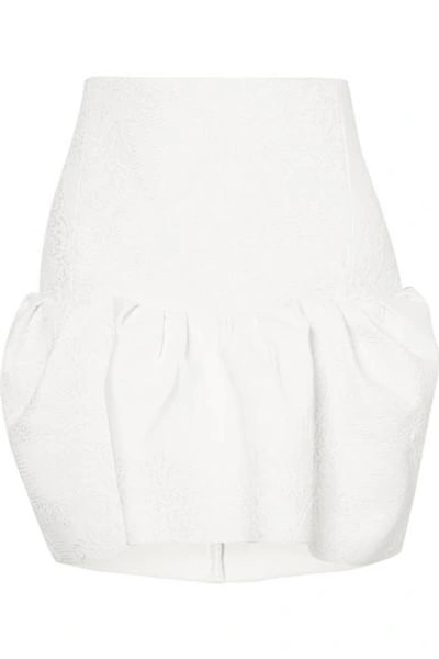Shop Chloé Jacquard Peplum Mini Skirt In Cream