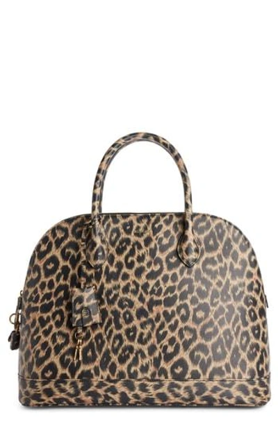 Shop Balenciaga Medium Leopard Print Leather Satchel With Water-repellent Coat - Orange In Orange/ Noir Leopard