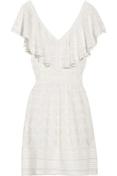 Shop M Missoni Woman Ruffled Crochet-knit Cotton-blend Dress White