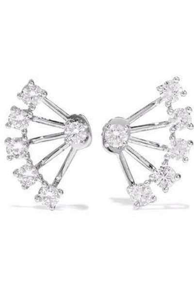 Shop Kenneth Jay Lane Woman Silver-tone Crystal Earrings Silver