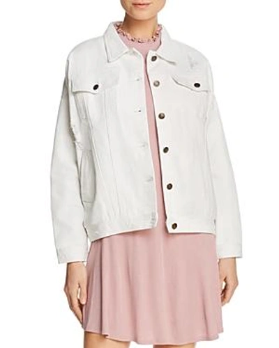 Shop Sadie & Sage Embroidered Distressed Denim Jacket - 100% Exclusive In White