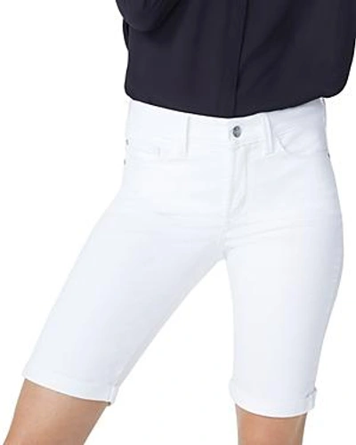 Shop Nydj Briella Roll Cuff Denim Bermuda Shorts In Optic White
