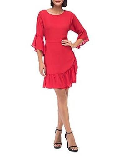 Shop B Collection By Bobeau Astrid Faux-wrap Ruffle Dress In Rio Red